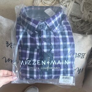 Mizzen+Main Men's Blue and Purple Plaid Shirt